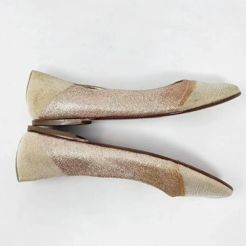 Quis Quis by Stefano Cavalleri Ballet Flats Girls EU39/US7 Cream & Pink Glitter